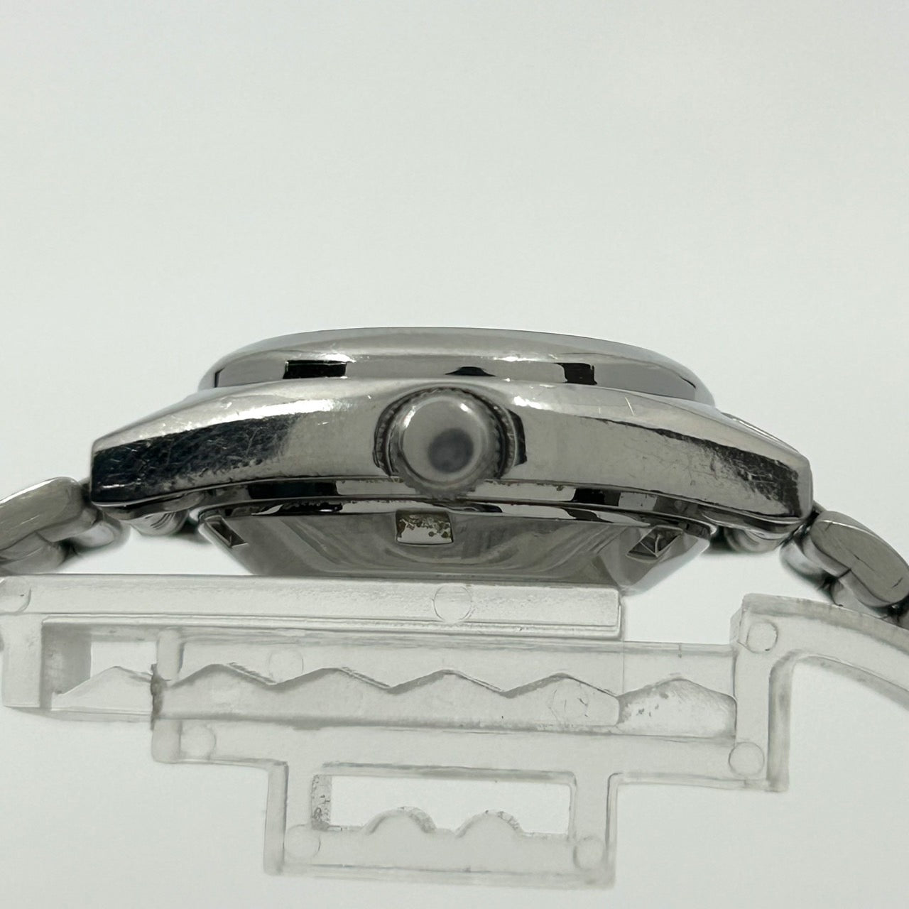 【稼働品】ORIENT オリエント 腕時計 レディース Crystal スリースター 自動巻き 21石 デイデイト アナログ グレー文字盤 シルバー ビンテージ クラシック レトロ エレガント アンティークウォッチ クリーニング済み G1