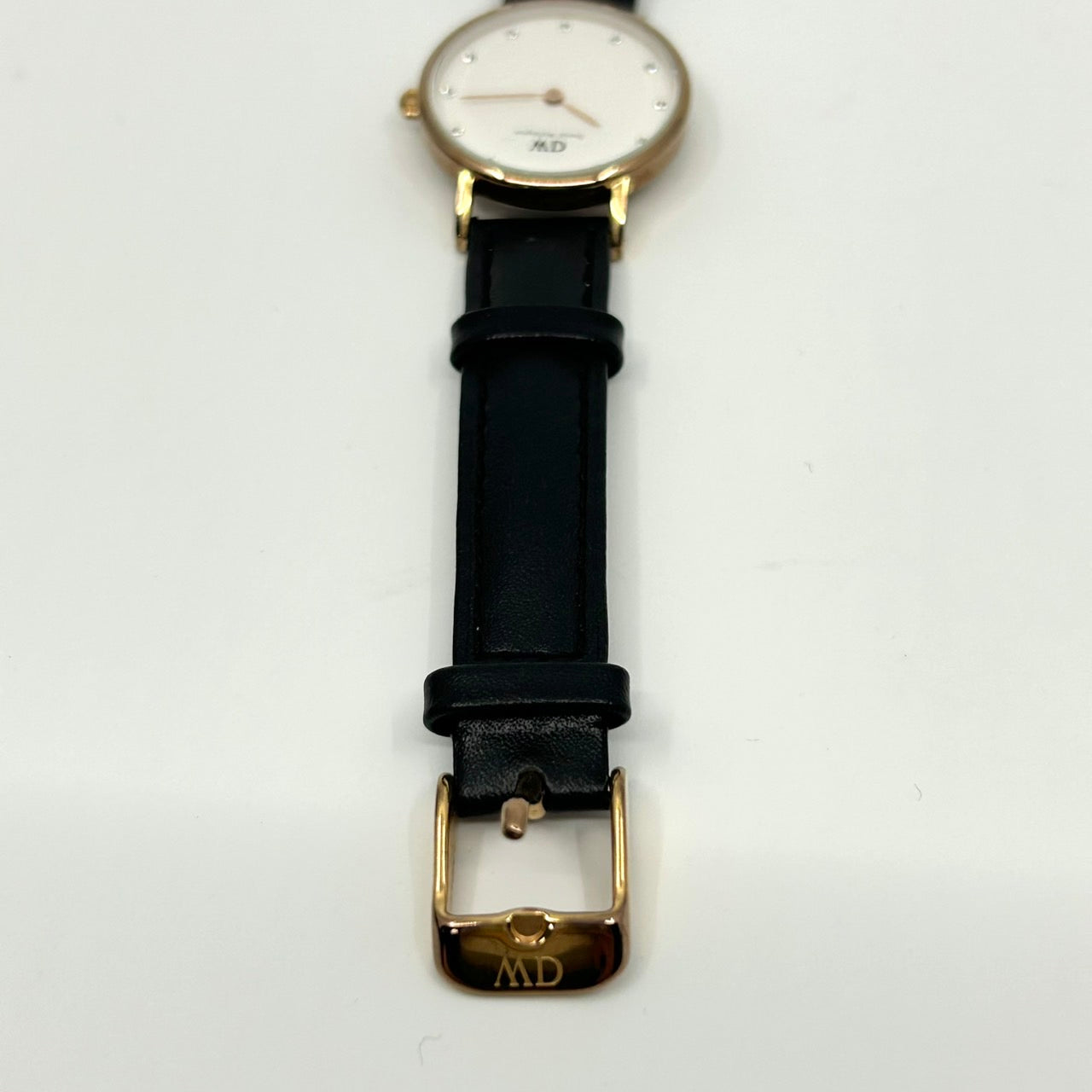 【電池交換済】ダニエルウェリントン 腕時計 レディース Classy 026R7 クラッシー クオーツ ローズゴールド ホワイト文字盤 ストーンインデックス レザーベルト ブラック エレガント クラシック ドレスウォッチ 人気モデル クリーニング済み G1