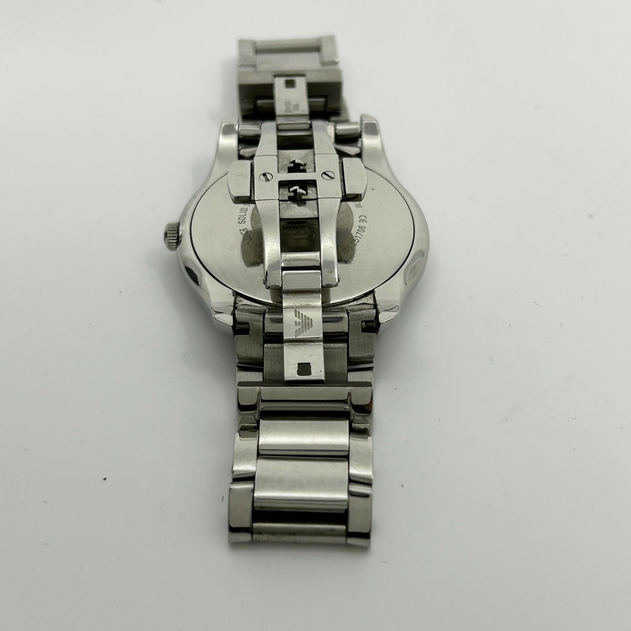 【電池交換済／稼働品】エンポリオ アルマーニ 腕時計 メンズ AR-11085 ブルー文字盤 アナログ クオーツ ローマンインデックス スモールセコンド ステンレス エレガント クラシック ビジネスウォッチ クリーニング済 G