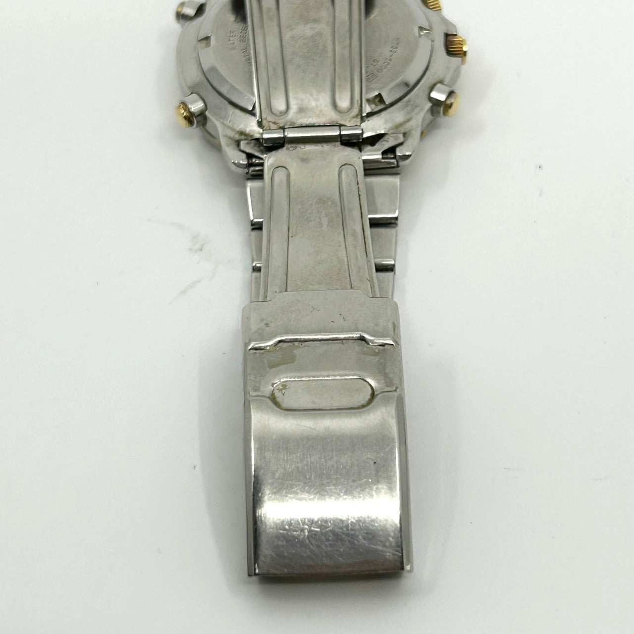 【電池交換済／クリーニング済】セイコー SEIKO SPORTS 150 7T32-6C00 メンズ 腕時計 クオーツ クロノグラフ ホワイト文字盤 ビンテージ ゴールドコンビ デイト アナログ クラシック エレガント 150M防水 クリーニング済み G1