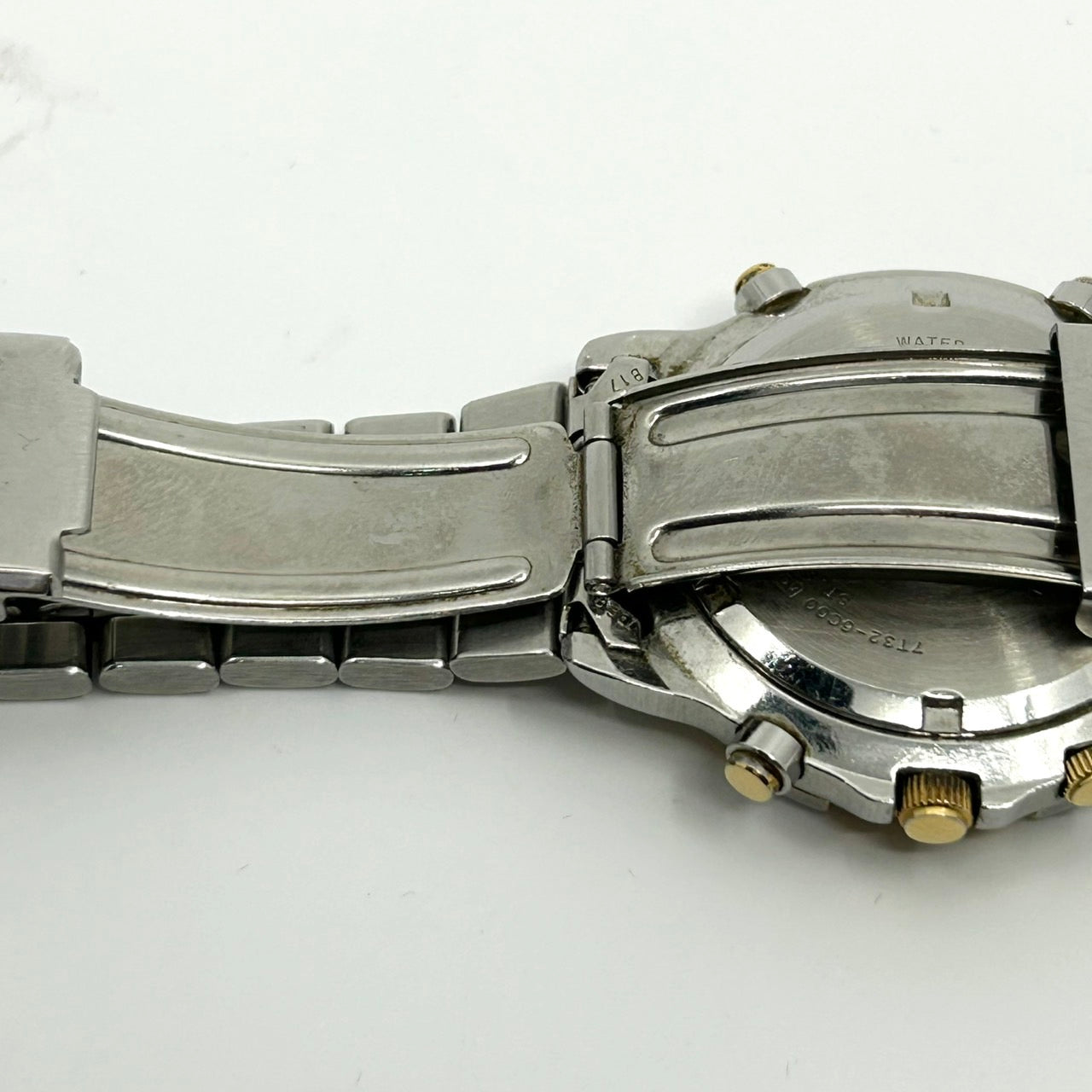 【電池交換済／クリーニング済】セイコー SEIKO SPORTS 150 7T32-6C00 メンズ 腕時計 クオーツ クロノグラフ ホワイト文字盤 ビンテージ ゴールドコンビ デイト アナログ クラシック エレガント 150M防水 クリーニング済み G1