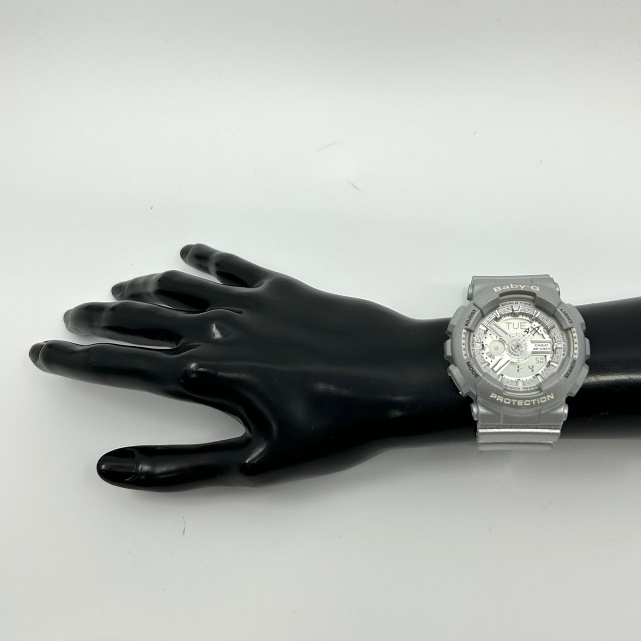 【電池交換済／クリーニング済】CASIO カシオ Baby-G ベビージー BA-110 メンズ 腕時計 アナデジ クオーツ シルバー文字盤 グレー ワールドタイム 10気圧防水 耐衝撃構造 多機能 ストリート カジュアル アクティブ スタイリッシュ G1