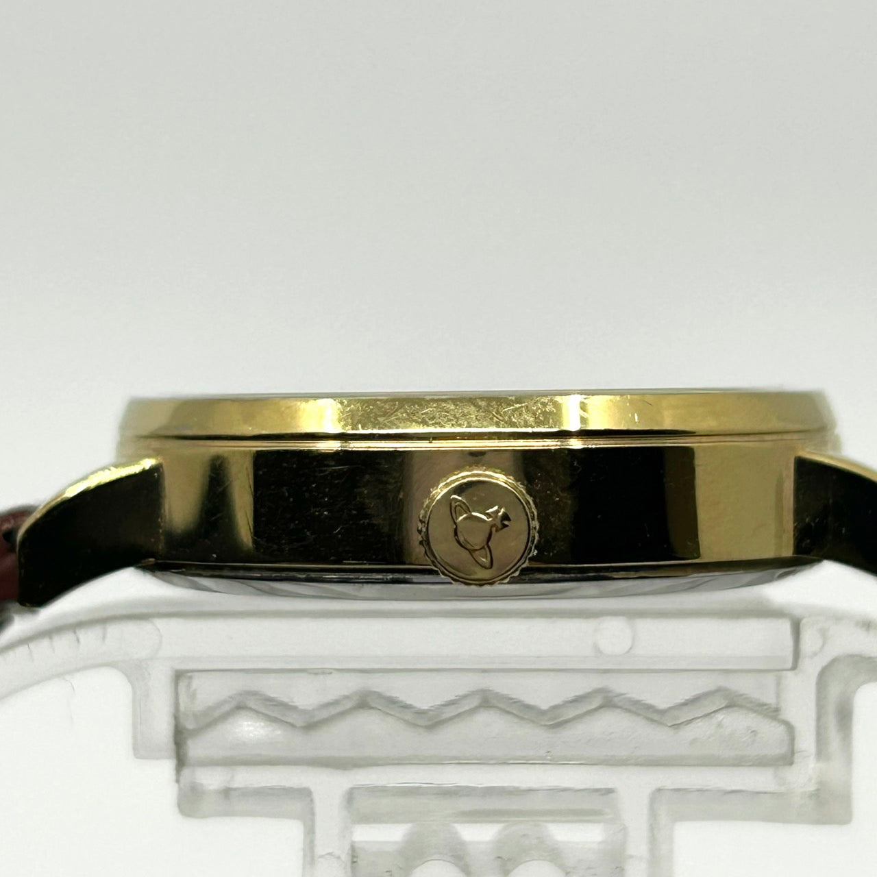 【電池交換済／新品ベルト】ヴィヴィアンウエストウッド 腕時計 レディース VV114GDTN クオーツ ゴールド オーブ柄 ラインストーン ブラウンレザー クラシック エレガント ファッションウォッチ スイス製 アナログ クリーニング済み G1