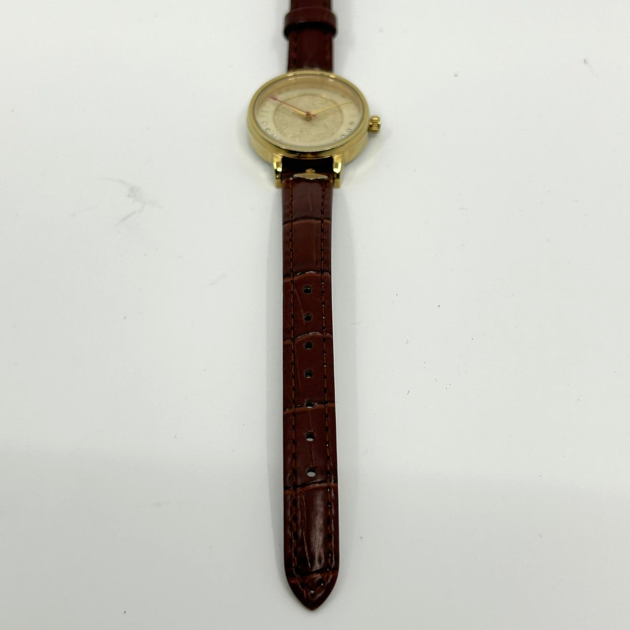 【電池交換済／新品ベルト】ヴィヴィアンウエストウッド 腕時計 レディース VV114GDTN クオーツ ゴールド オーブ柄 ラインストーン ブラウンレザー クラシック エレガント ファッションウォッチ スイス製 アナログ クリーニング済み G1