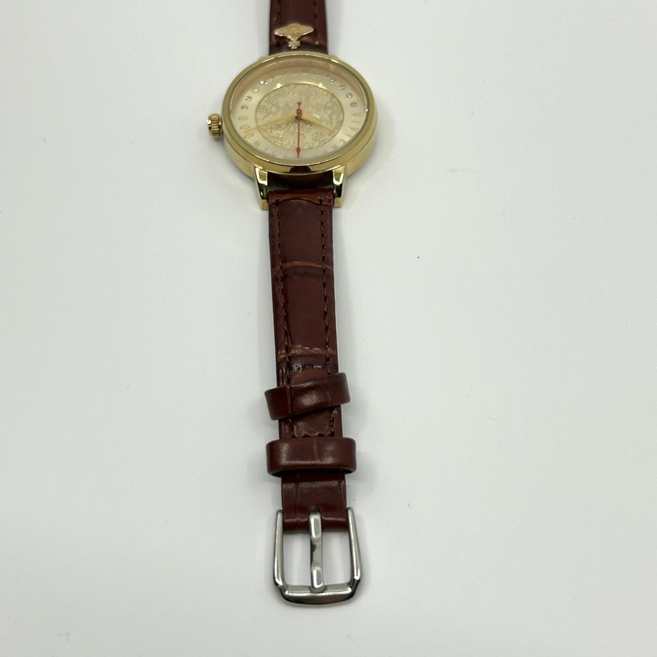 【電池交換済／新品ベルト】ヴィヴィアンウエストウッド 腕時計 レディース VV114GDTN クオーツ ゴールド オーブ柄 ラインストーン ブラウンレザー クラシック エレガント ファッションウォッチ スイス製 アナログ クリーニング済み G1