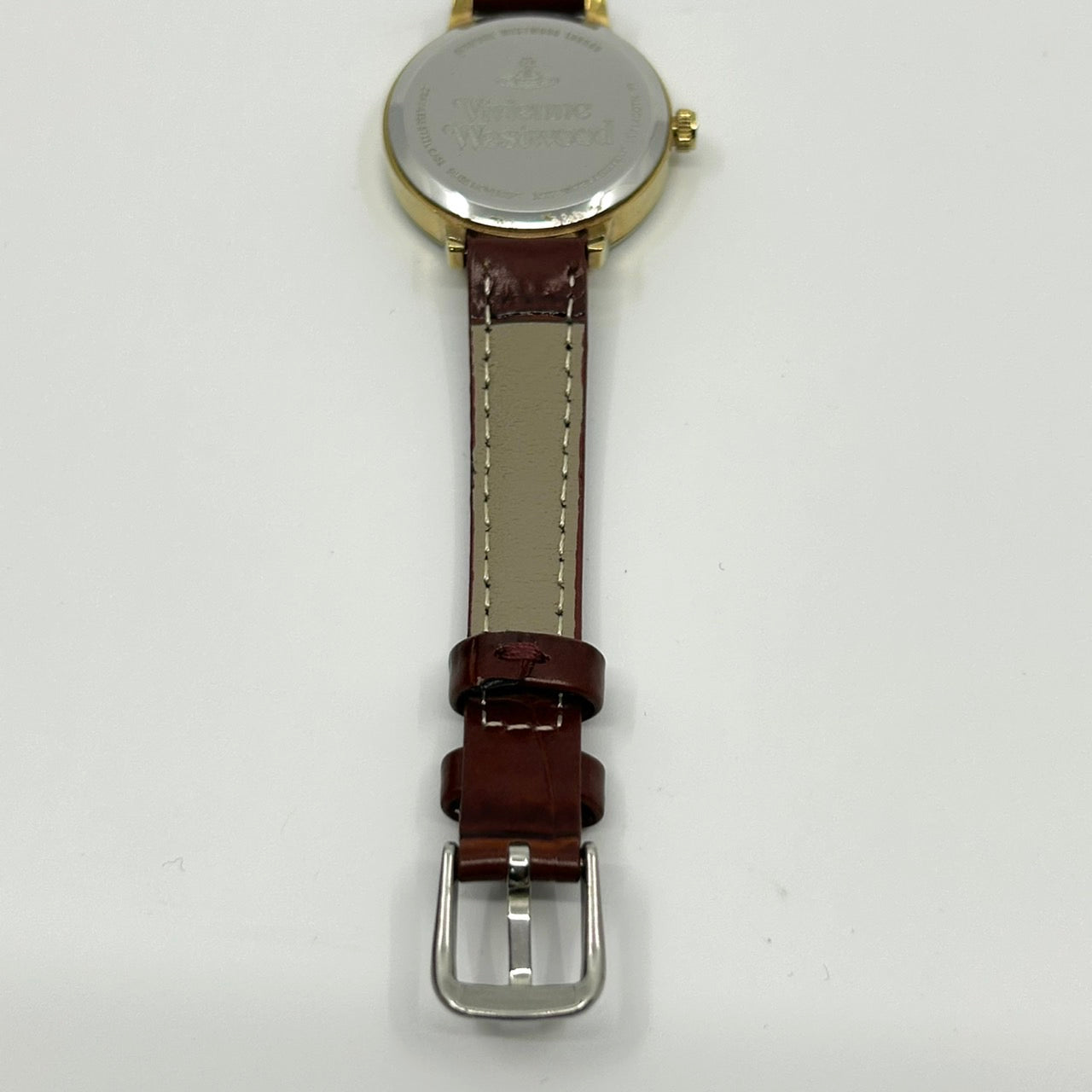 【電池交換済／新品ベルト】ヴィヴィアンウエストウッド 腕時計 レディース VV114GDTN クオーツ ゴールド オーブ柄 ラインストーン ブラウンレザー クラシック エレガント ファッションウォッチ スイス製 アナログ クリーニング済み G1