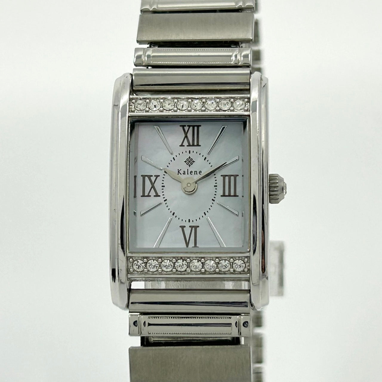 Authentic Kalene Ladies Solar Watch 72159 Shell Dial Rhinestone Rectangular