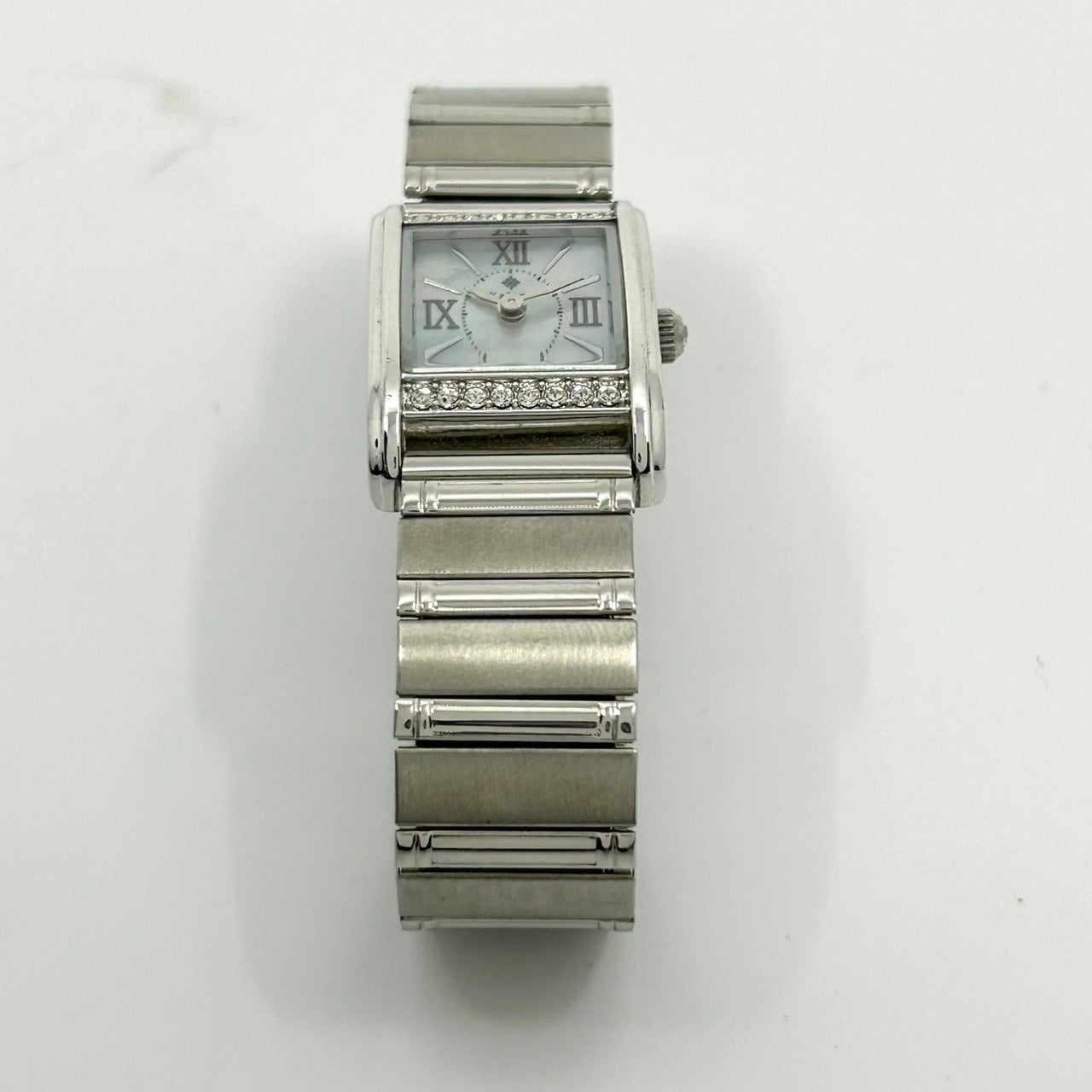 Authentic Kalene Ladies Solar Watch 72159 Shell Dial Rhinestone Rectangular