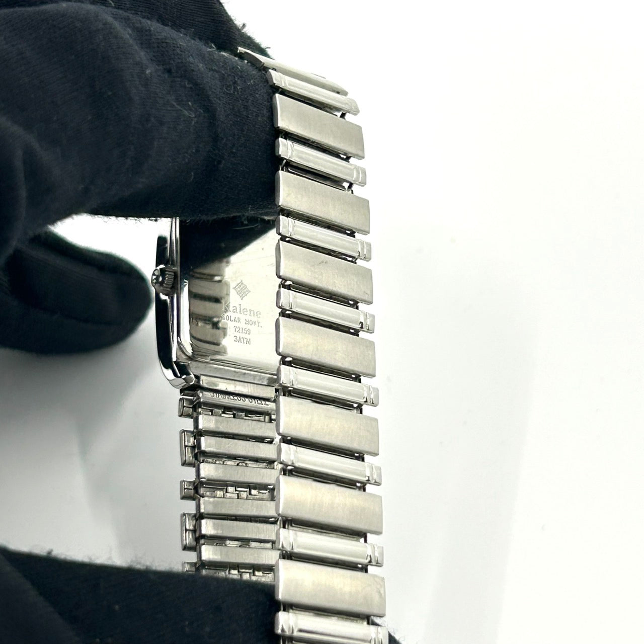 Authentic Kalene Ladies Solar Watch 72159 Shell Dial Rhinestone Rectangular