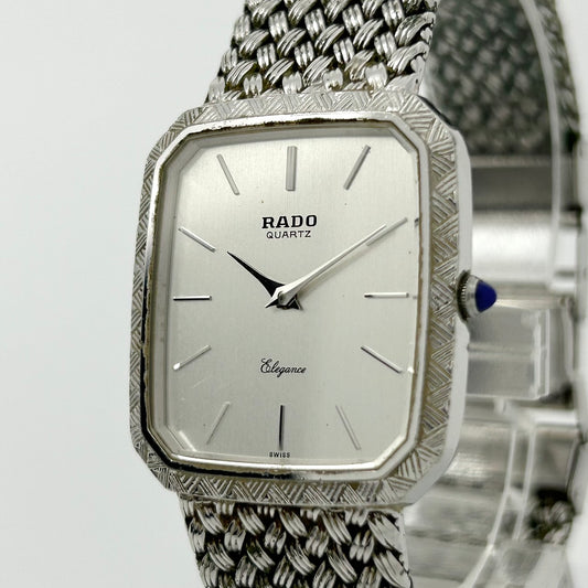 Authentic RADO Elegance Quartz Watch 128.9010.2 Silver Dress Vintage Swiss