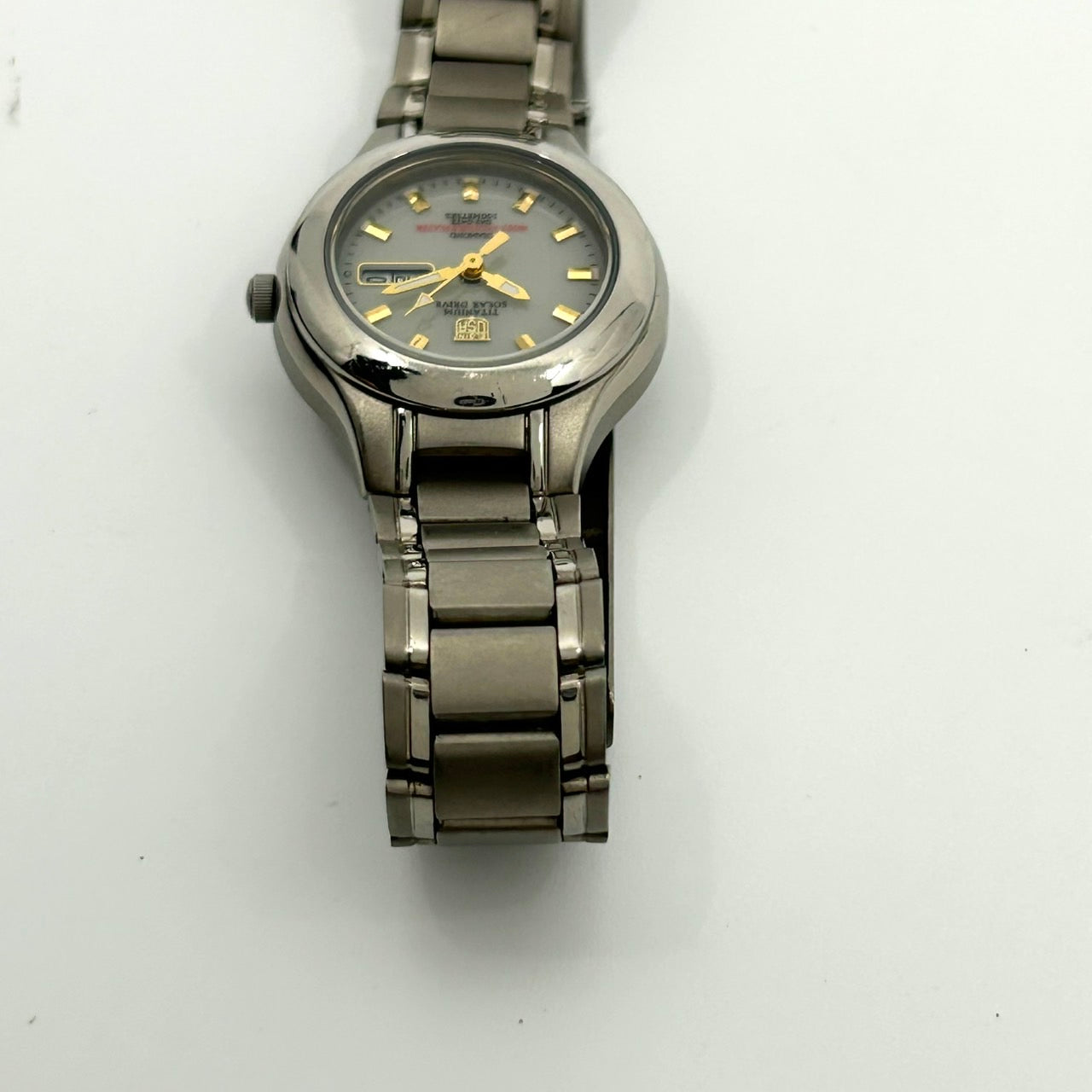 Authentic ELGIN USA Titanium Solar Drive Diamond Day-Date FK-1202-C Watch Gray