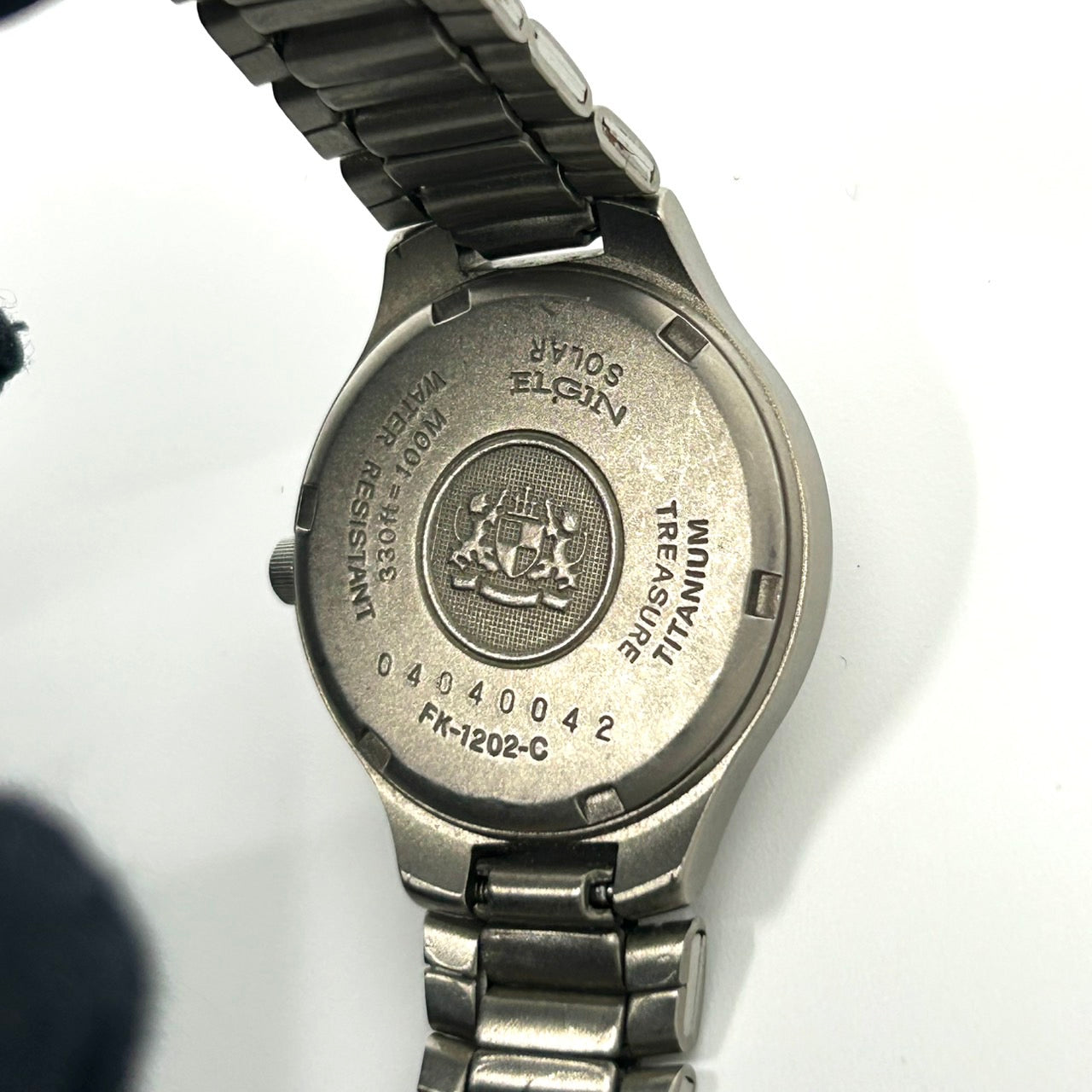 Authentic ELGIN USA Titanium Solar Drive Diamond Day-Date FK-1202-C Watch Gray