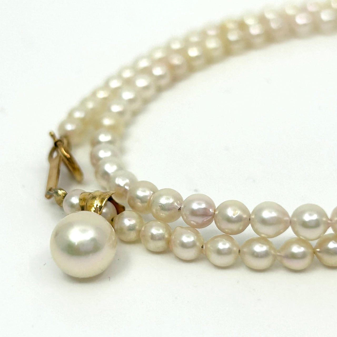 美品 本真珠 パール ネックレス あこや真珠 日本 留め具K18 ゴールド留め具 養殖パール 白 ホワイト ペンダント 冠婚葬祭 首飾り 3.5mm-3.7mm トップ7.1mm 全長約45cm I4