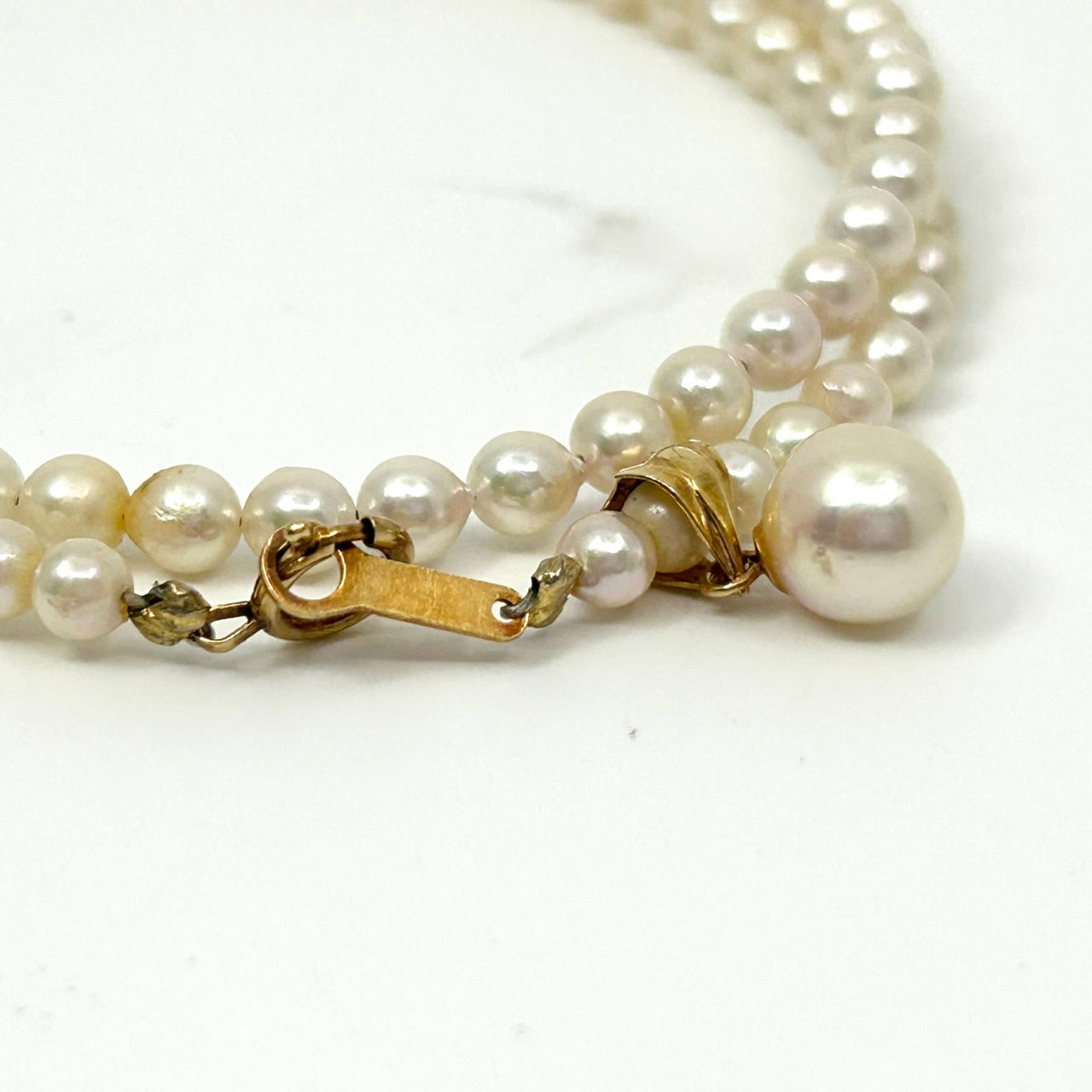 美品 本真珠 パール ネックレス あこや真珠 日本 留め具K18 ゴールド留め具 養殖パール 白 ホワイト ペンダント 冠婚葬祭 首飾り 3.5mm-3.7mm トップ7.1mm 全長約45cm I4