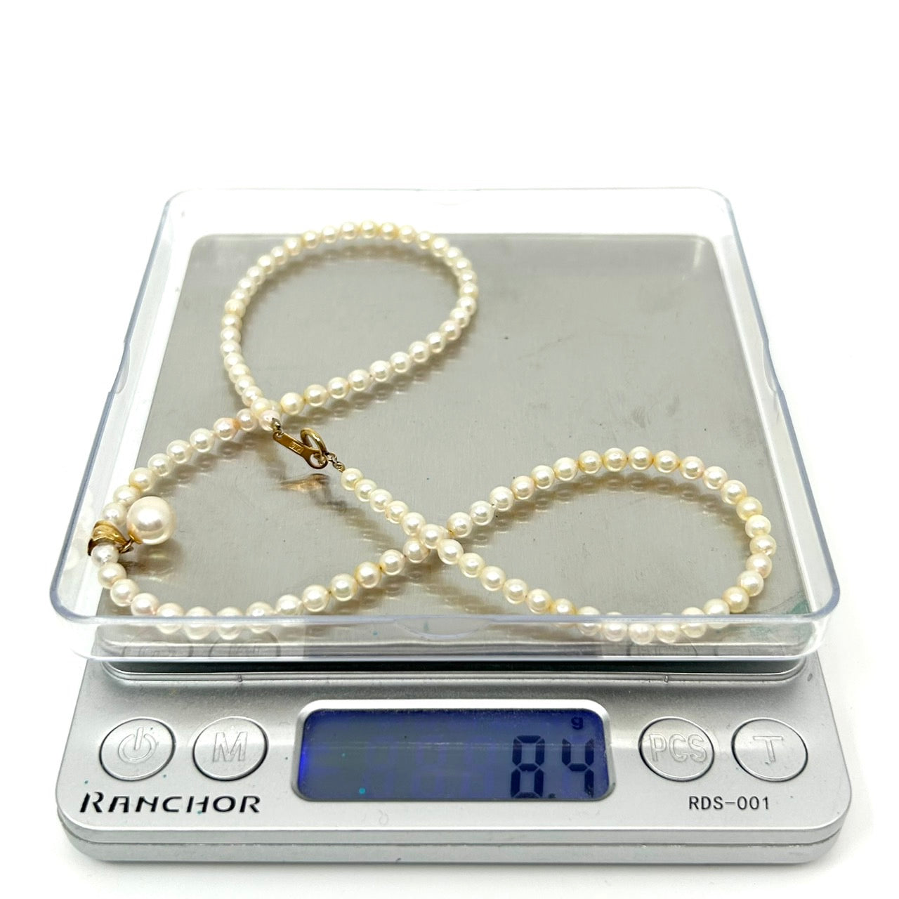 美品 本真珠 パール ネックレス あこや真珠 日本 留め具K18 ゴールド留め具 養殖パール 白 ホワイト ペンダント 冠婚葬祭 首飾り 3.5mm-3.7mm トップ7.1mm 全長約45cm I4