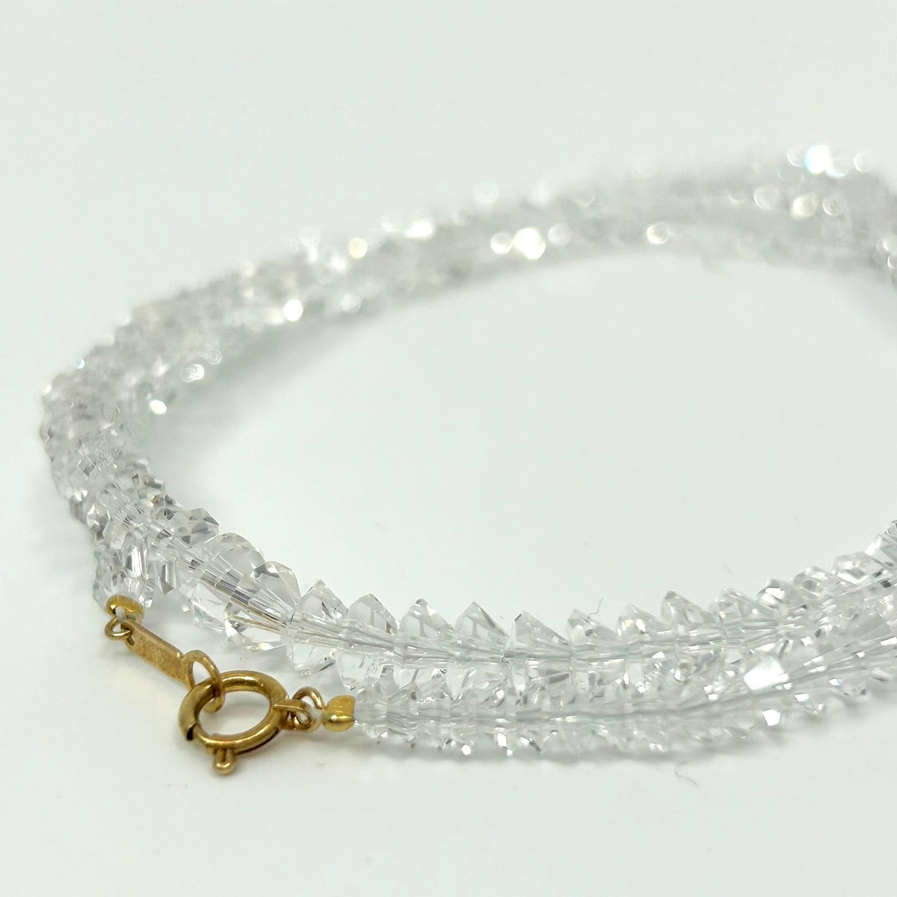 本物 水晶ネックレス クリスタル レディース K18留め具 ゴールド留め具 冠婚葬祭 フォーマル カジュアル 首飾り I4