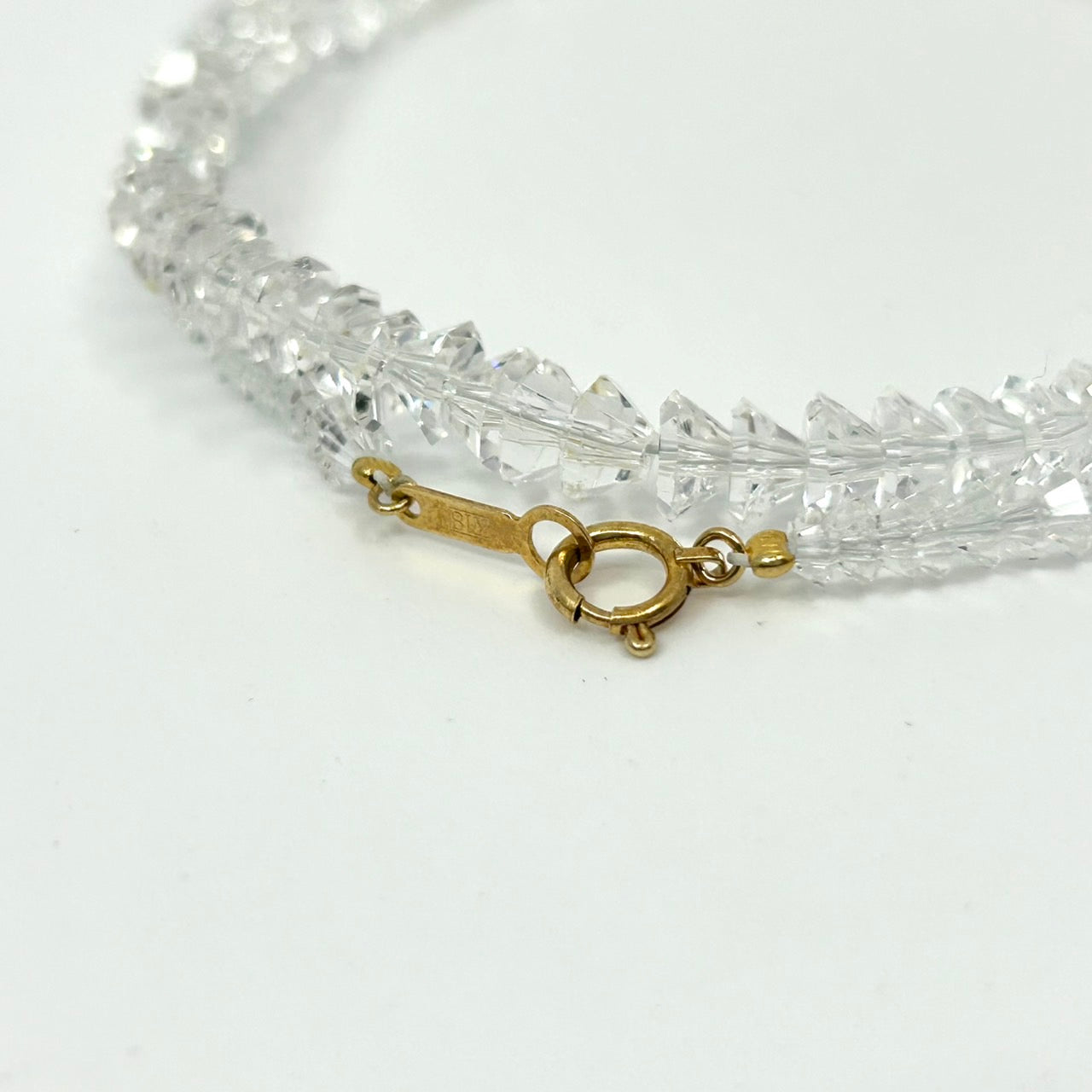 本物 水晶ネックレス クリスタル レディース K18留め具 ゴールド留め具 冠婚葬祭 フォーマル カジュアル 首飾り I4