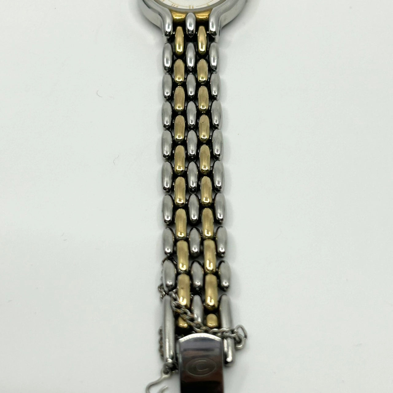 【電池交換済】セイコー クレオ 腕時計 ユニセックス 2P21-0270 アナログ クオーツ ホワイト文字盤 ローマ数字 シルバー ゴールド コンビカラー ドレスウォッチ エレガント クラシック デザインウォッチ クリーニング済み G1