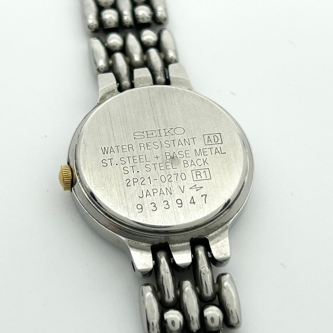 【電池交換済】セイコー クレオ 腕時計 ユニセックス 2P21-0270 アナログ クオーツ ホワイト文字盤 ローマ数字 シルバー ゴールド コンビカラー ドレスウォッチ エレガント クラシック デザインウォッチ クリーニング済み G1