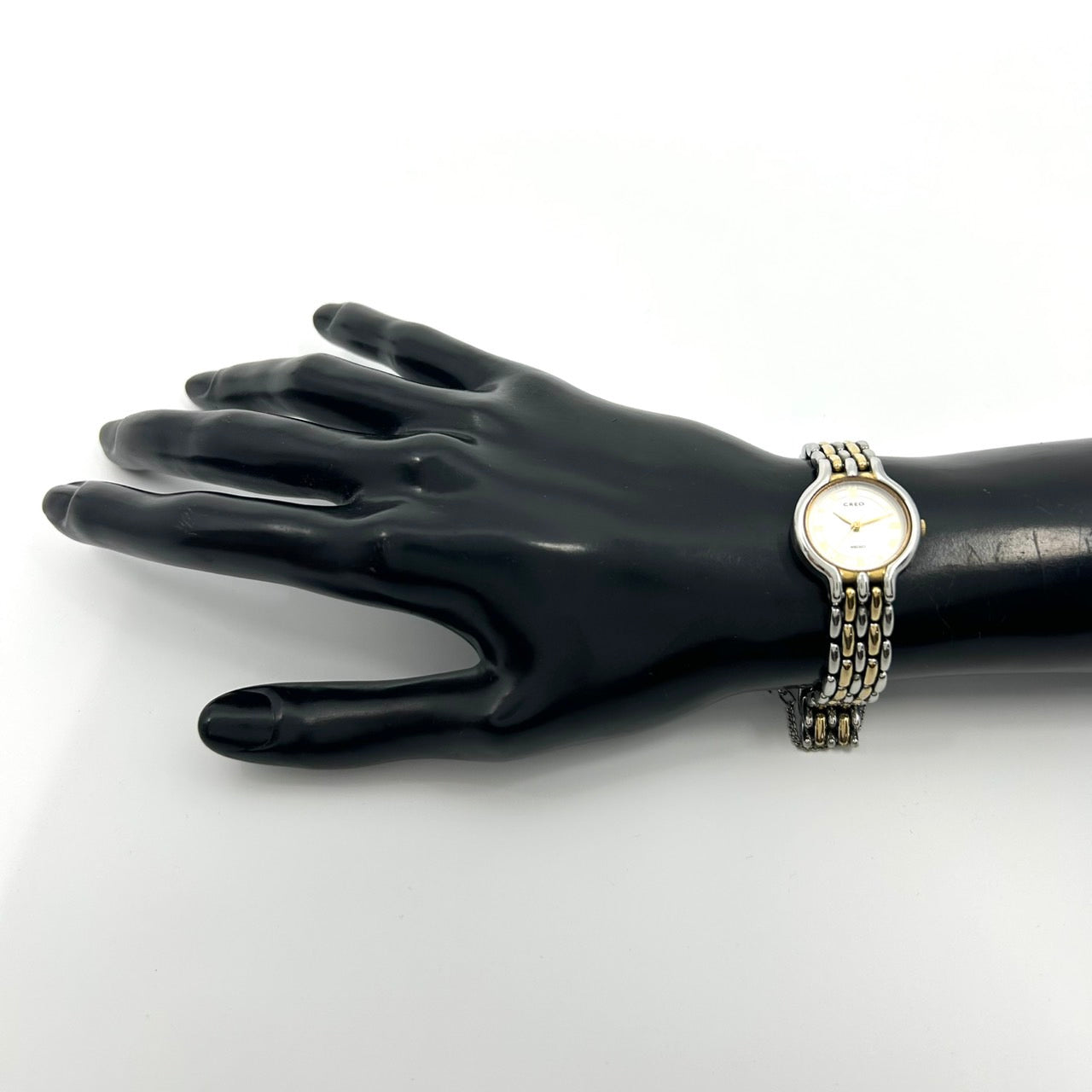 【電池交換済】セイコー クレオ 腕時計 ユニセックス 2P21-0270 アナログ クオーツ ホワイト文字盤 ローマ数字 シルバー ゴールド コンビカラー ドレスウォッチ エレガント クラシック デザインウォッチ クリーニング済み G1