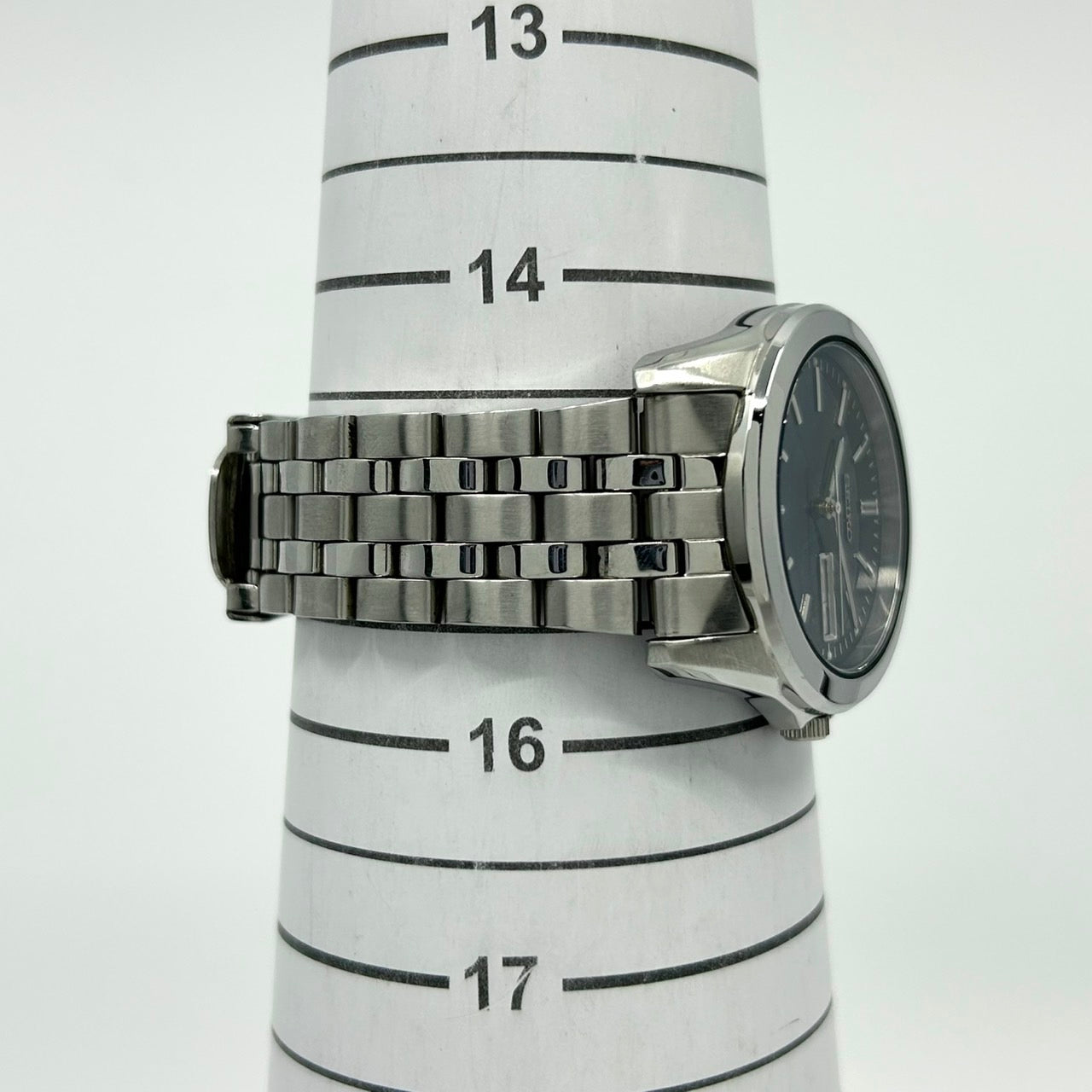 【電池交換済／美品】セイコー SEIKO メンズ腕時計 7N43-0AM0 540136 クオーツ アナログ ラウンド ブルー文字盤 シルバー デイデイト カレンダー ビジネスウォッチ クラシック シンプル ステンレス クリーニング済み G1