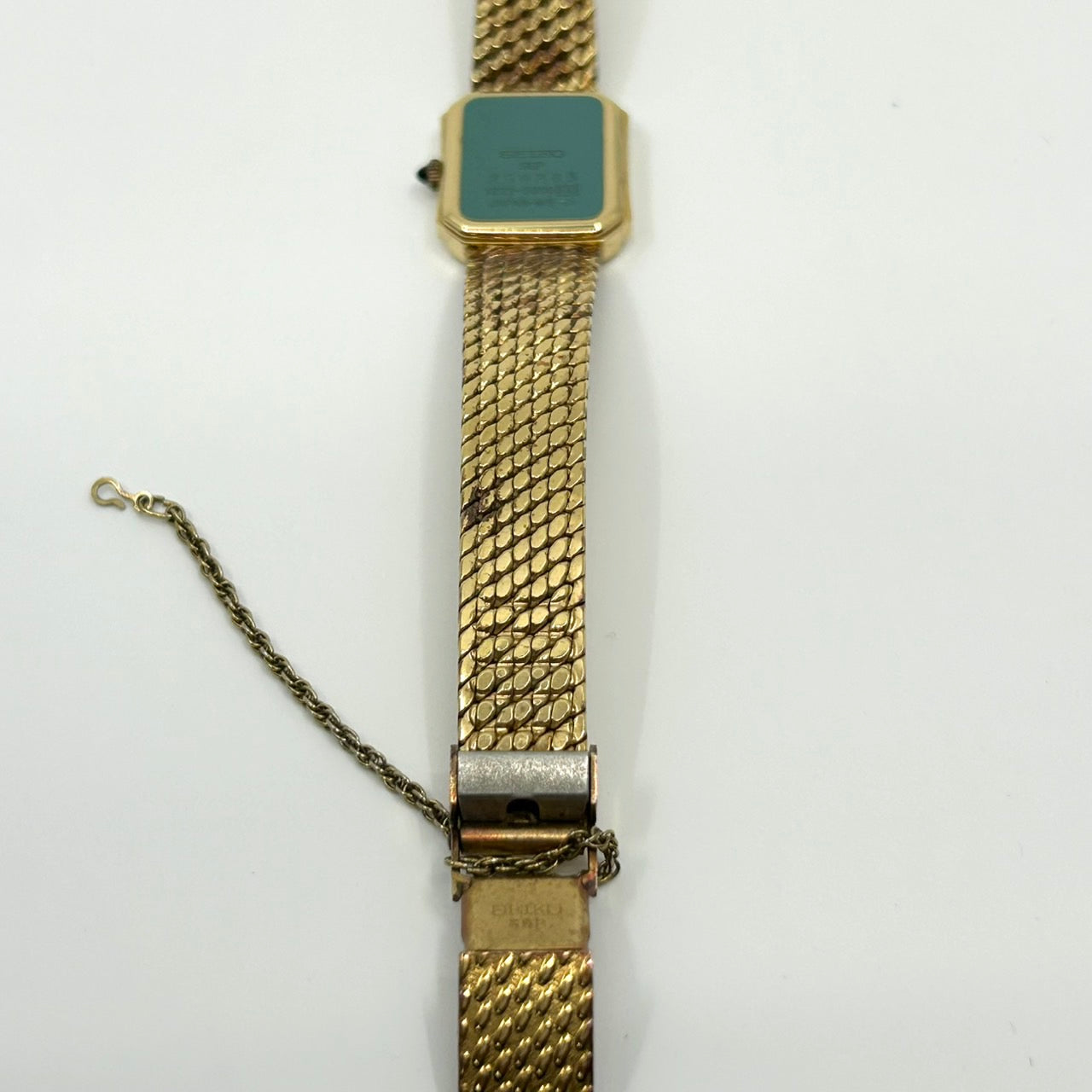 【電池交換済／美品】セイコー エクセリーヌ 腕時計 レディース 1221-5090 クオーツ ゴールド スクエア 白文字盤 ビンテージ クラシック エレガント ドレスウォッチ アンティーク調 クリーニング済み G1