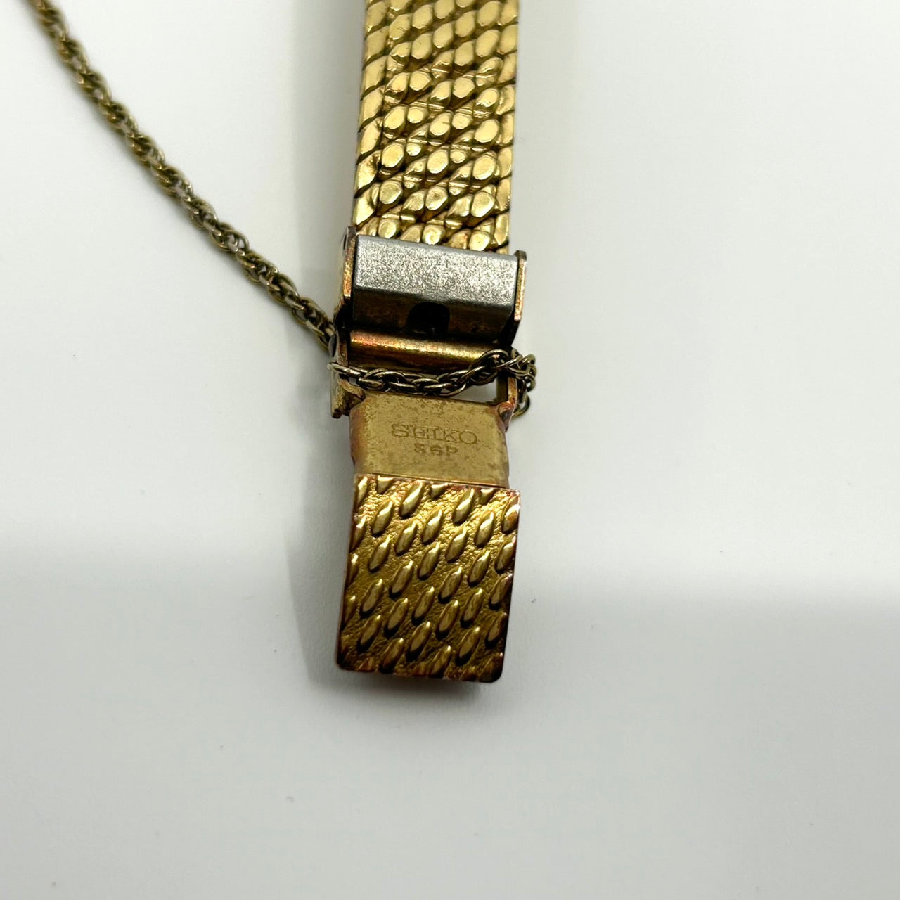 【電池交換済／美品】セイコー エクセリーヌ 腕時計 レディース 1221-5090 クオーツ ゴールド スクエア 白文字盤 ビンテージ クラシック エレガント ドレスウォッチ アンティーク調 クリーニング済み G1