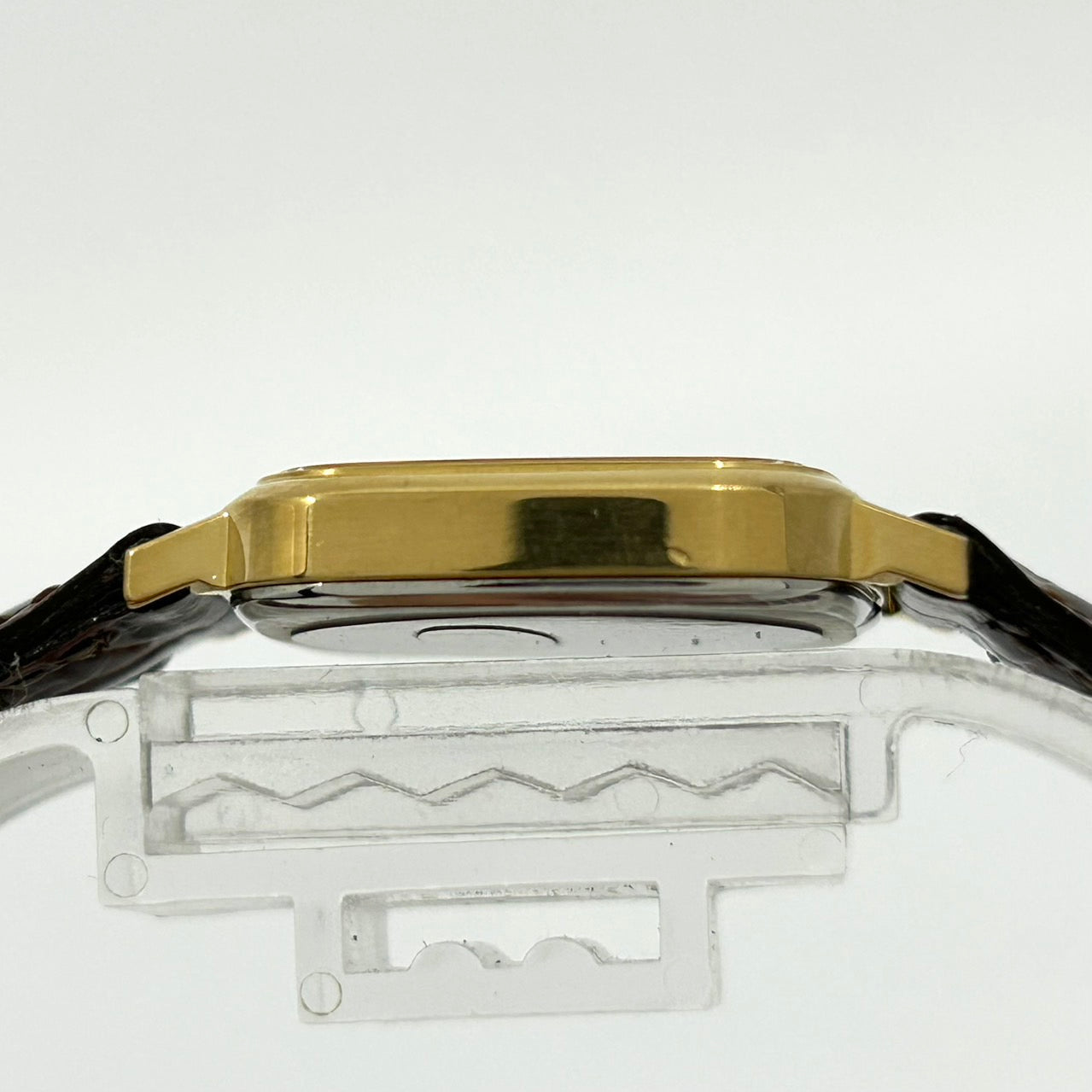 【電池交換済／新品ベルト(社外品)／美品】シチズン エクシード 腕時計 4-101251Y クオーツ アナログ ゴールド スクエア ブラウンレザー ビンテージ クラシック エレガント ドレスウォッチ ファッションウォッチ アクセサリー 男女兼用 G1