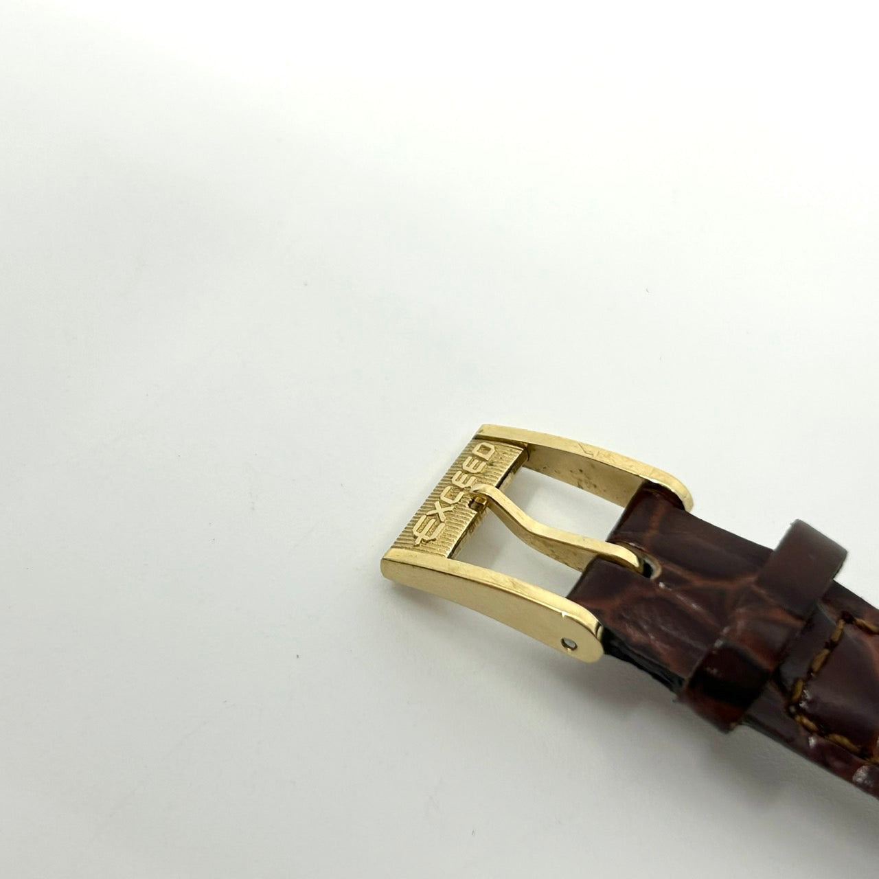 【電池交換済／新品ベルト(社外品)／美品】シチズン エクシード 腕時計 4-101251Y クオーツ アナログ ゴールド スクエア ブラウンレザー ビンテージ クラシック エレガント ドレスウォッチ ファッションウォッチ アクセサリー 男女兼用 G1