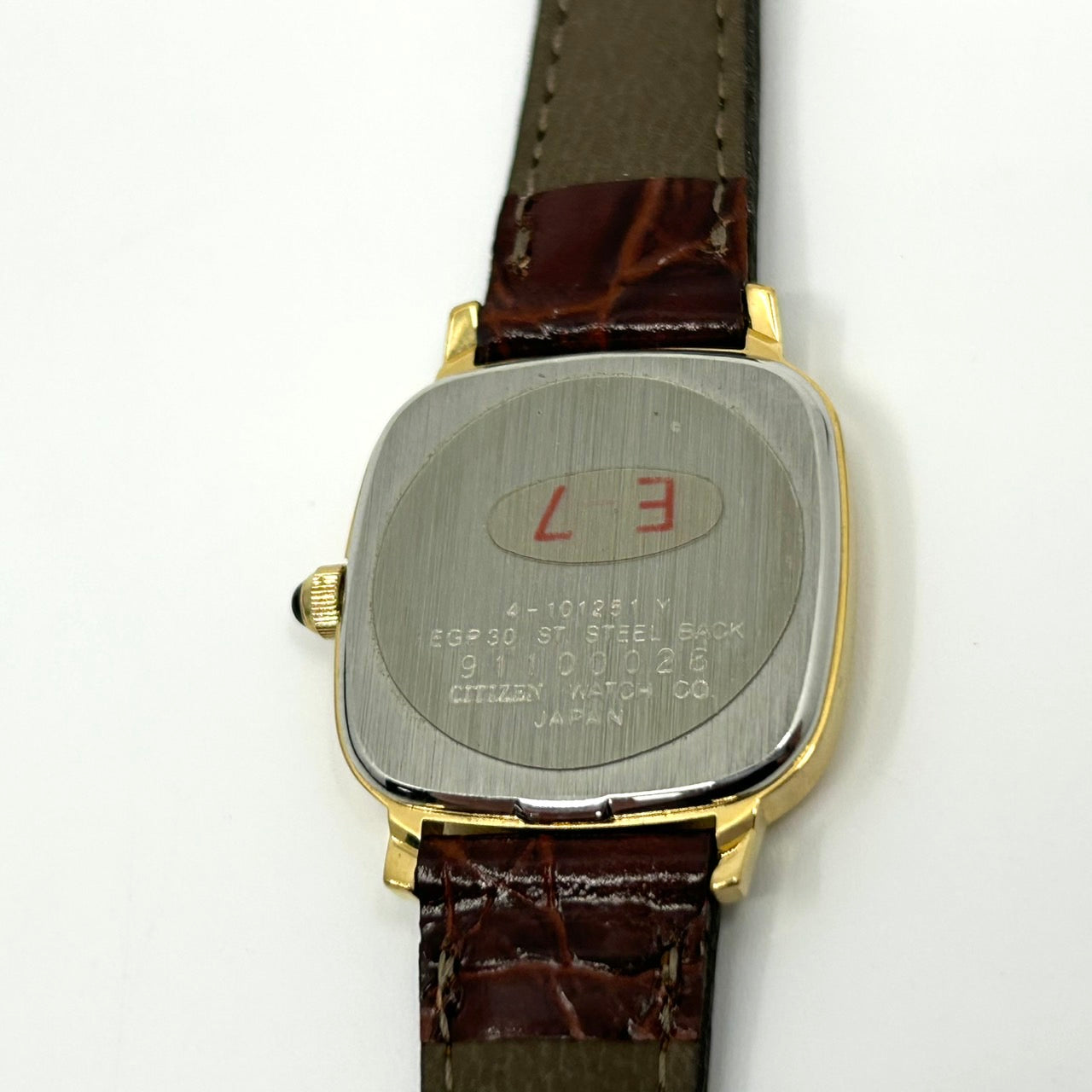 【電池交換済／新品ベルト(社外品)／美品】シチズン エクシード 腕時計 4-101251Y クオーツ アナログ ゴールド スクエア ブラウンレザー ビンテージ クラシック エレガント ドレスウォッチ ファッションウォッチ アクセサリー 男女兼用 G1