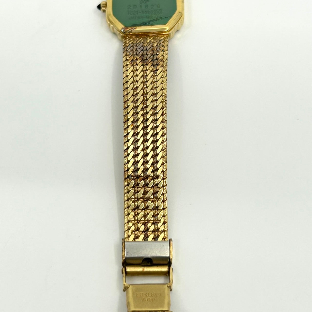 【電池交換済】セイコー エクセリーヌ 腕時計 レディース 1Pダイヤ 1221-5080 クオーツ ゴールド 八角形 オクタゴン ビンテージ クラシック エレガント ドレスウォッチ アンティーク調 クリーニング済み G1