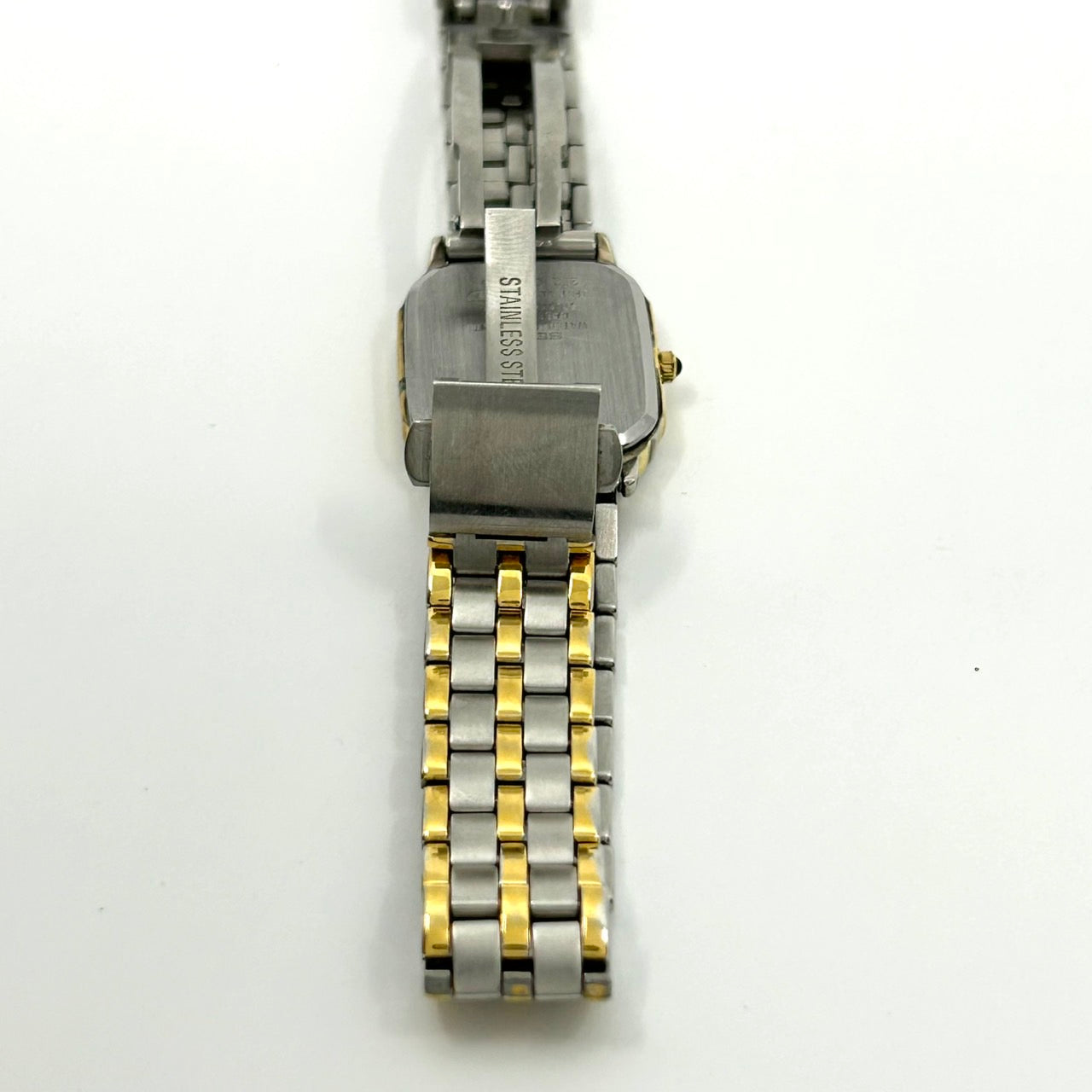 【電池交換済】セイコー エクセリーヌ 腕時計 3F31-5010 クオーツ コンビカラー スクエア ホワイト文字盤 ローマンインデックス ビンテージ クラシック エレガント ドレスウォッチ ファッションウォッチ アクセサリー クリーニング済み G1