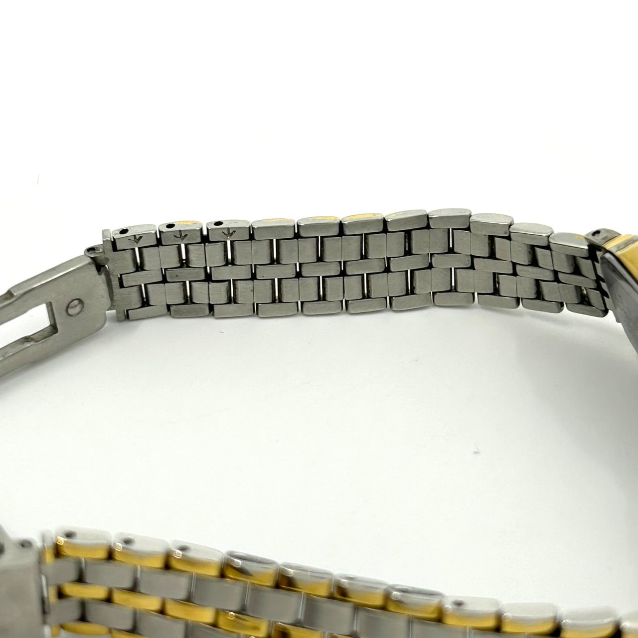 【電池交換済】セイコー エクセリーヌ 腕時計 3F31-5010 クオーツ コンビカラー スクエア ホワイト文字盤 ローマンインデックス ビンテージ クラシック エレガント ドレスウォッチ ファッションウォッチ アクセサリー クリーニング済み G1