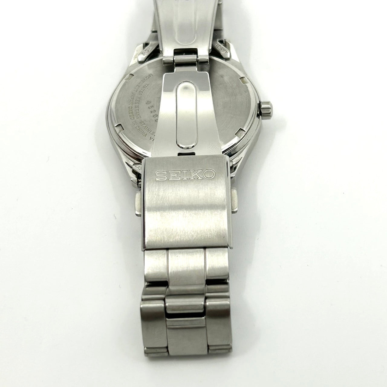 【稼働品】SEIKO セイコー メンズ 腕時計 ソーラー V158-0A80 ラウンド ネイビー文字盤 デイデイト カレンダー アナログ ステンレス シンプル スタイリッシュ ビジネスウォッチ クラシックデザイン クリーニング済み G6