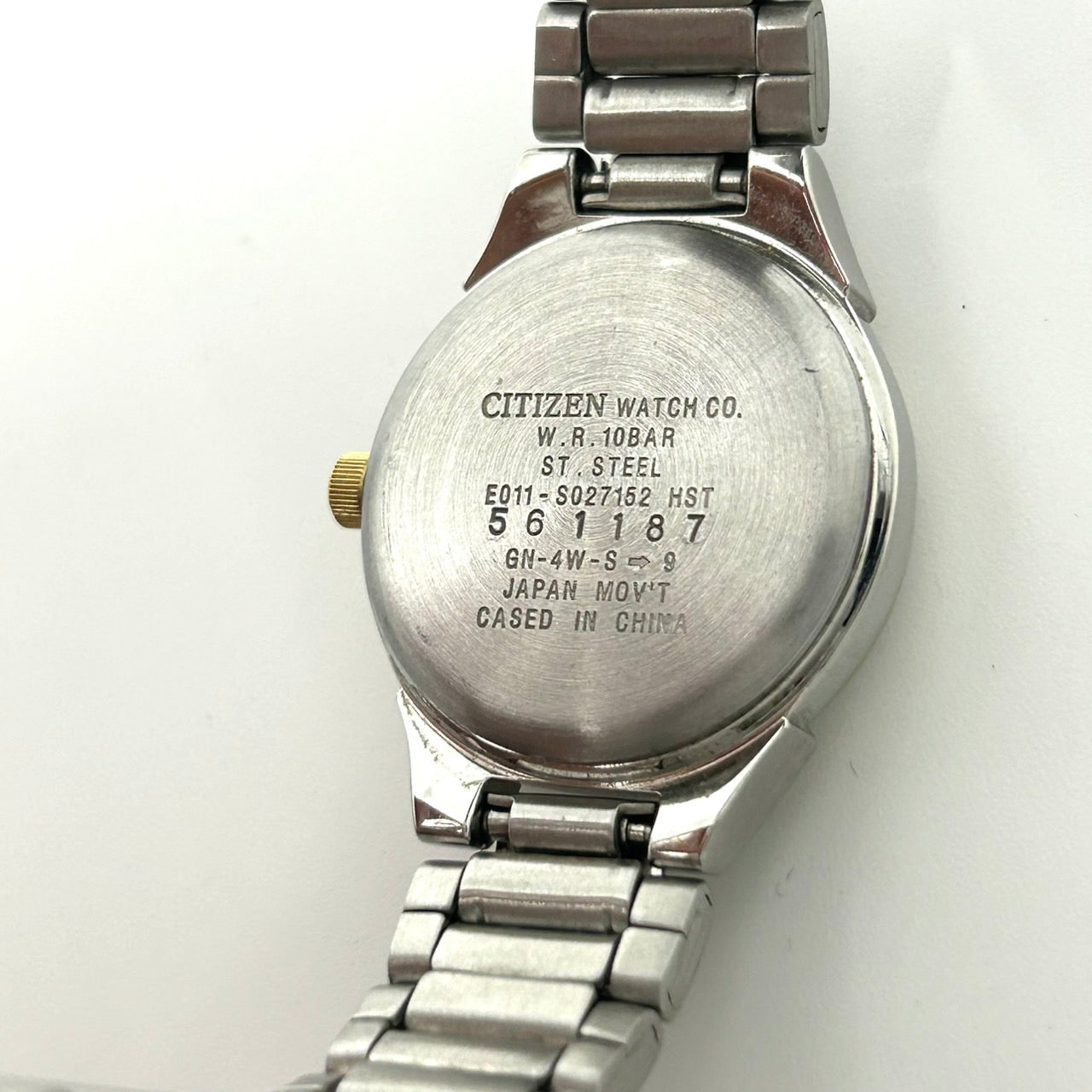 【稼働品】CITIZEN シチズン Eco-Drive エコドライブ レディース腕時計 E011 ネイビー文字盤 ゴールド コンビカラー デイト アナログ ソーラー 10気圧防水 エレガント クラシックデザイン クリーニング済み G6