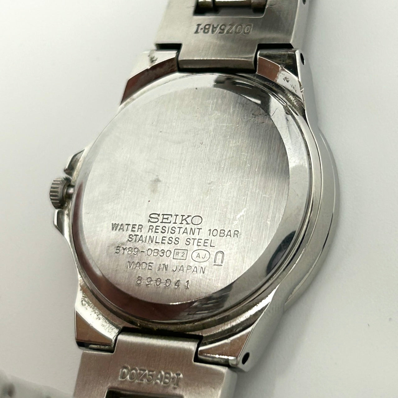 【稼働品／箱付き】SEIKO LUKIA セイコー ルキア 腕時計 5Y89-0B30 ピンク文字盤 クオーツ マルチファンクション デイデイト 24時間計 ラウンド アナログ 10気圧防水 ステンレス エレガント クラシック クリーニング済み G1