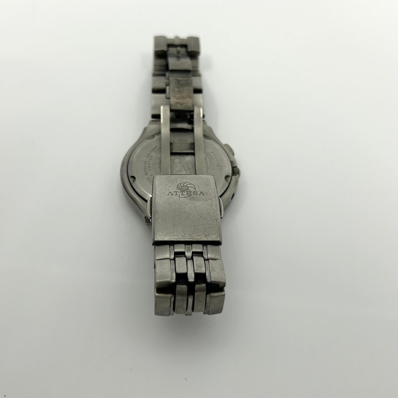 【稼働品】CITIZEN ATTESA シチズン アテッサ メンズ腕時計 エコドライブ H415 電波ソーラー チタン ブラック文字盤 デイト アナログ ビジネスウォッチ スタイリッシュ クラシックデザイン DURATECT クリーニング済み G6