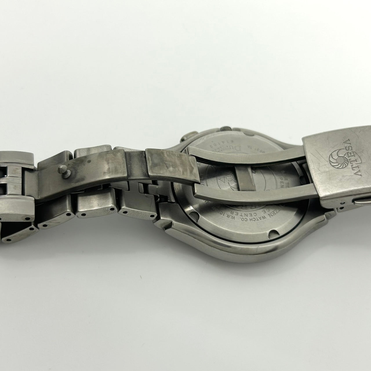 【稼働品】CITIZEN ATTESA シチズン アテッサ メンズ腕時計 エコドライブ H415 電波ソーラー チタン ブラック文字盤 デイト アナログ ビジネスウォッチ スタイリッシュ クラシックデザイン DURATECT クリーニング済み G6