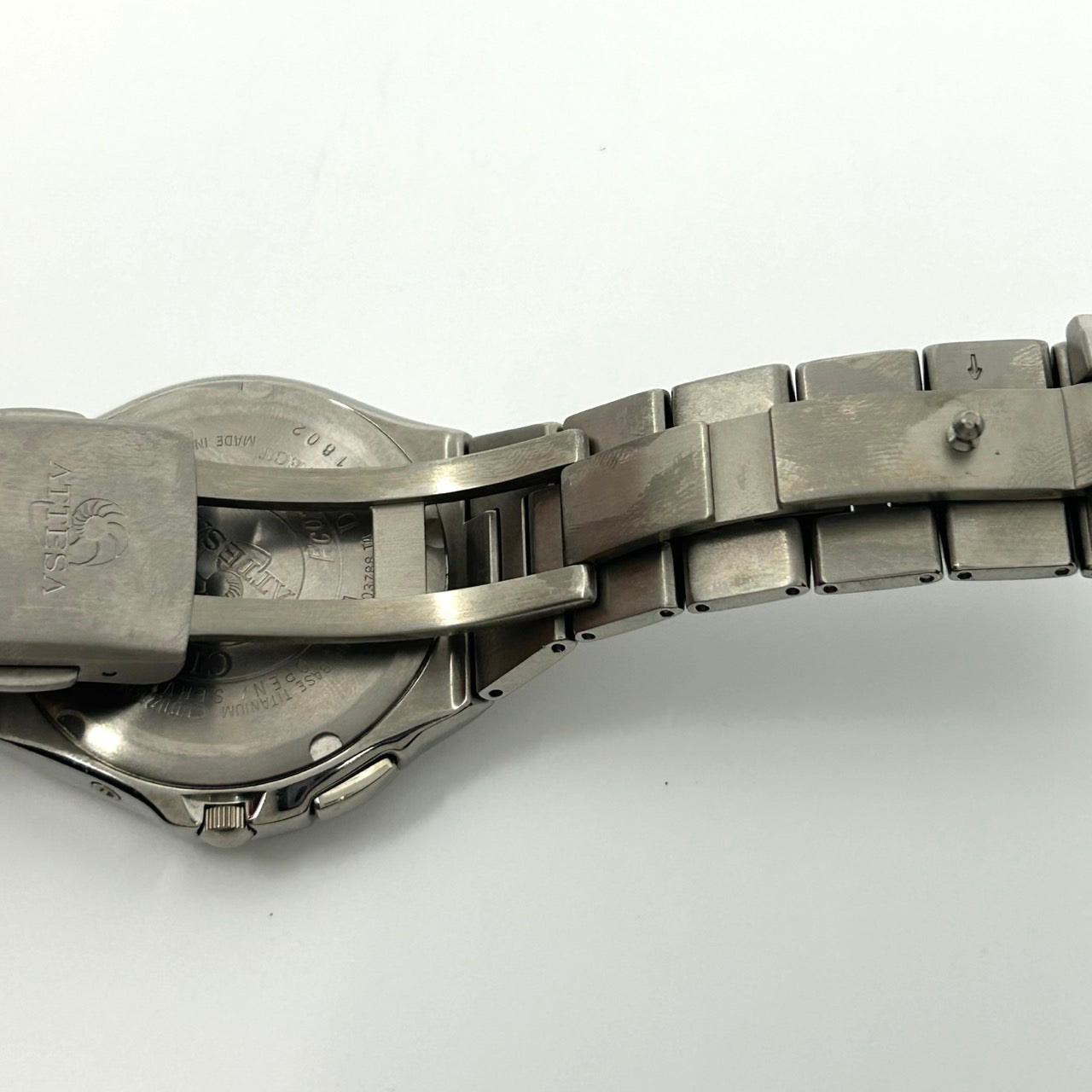 【稼働品】CITIZEN ATTESA シチズン アテッサ メンズ腕時計 エコドライブ H410 電波ソーラー チタン ブラック文字盤 デイト アナログ ビジネスウォッチ スタイリッシュ クラシックデザイン DURATECT クリーニング済み G6