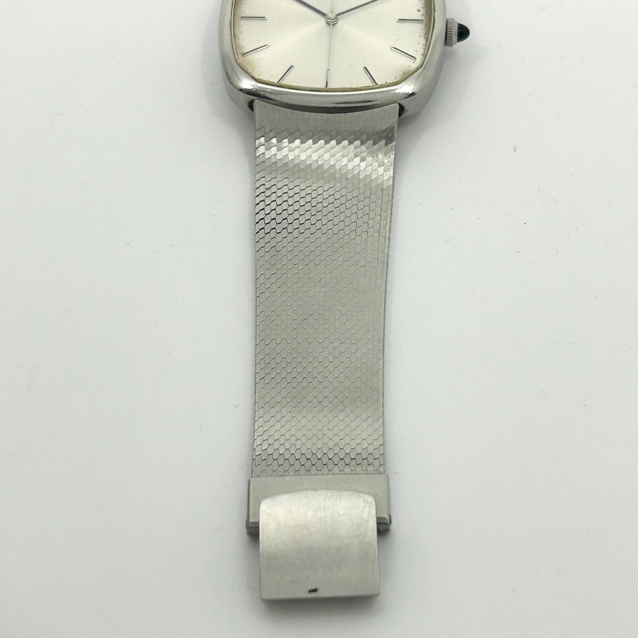 【稼働品】SEIKO セイコー メンズ腕時計 5854-5000 クオーツ スクエア シルバー文字盤 アナログ メッシュベルト ビンテージ アンティーク クラシック ドレスウォッチ シンプル ビジネスウォッチ クリーニング済み G