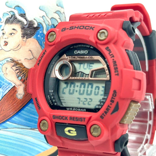 【未使用級／稼働品／箱付き】CASIO G-SHOCK Gショック G-7900SLG 七福神 寿老人モデル メンズ腕時計 デジタル レッド 耐衝撃構造 20気圧防水 タイドグラフ ムーンデータ 限定モデル スペシャルカラー クリーニング済み G