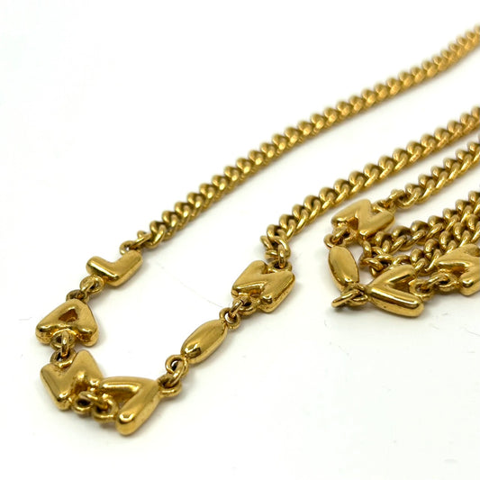 ランバン LANVIN ゴールドカラー ネックレス ロゴ文字 ロゴデザイン 金 ヴィンテージ アクセサリー レディース I5