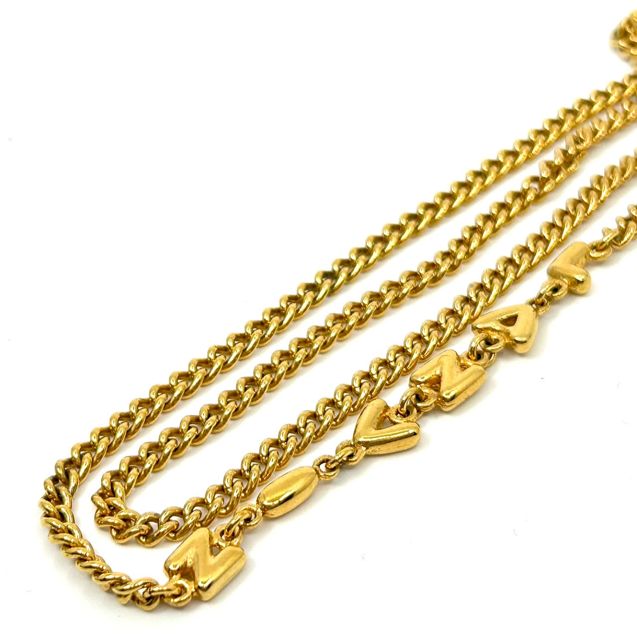 ランバン LANVIN ゴールドカラー ネックレス ロゴ文字 ロゴデザイン 金 ヴィンテージ アクセサリー レディース I5