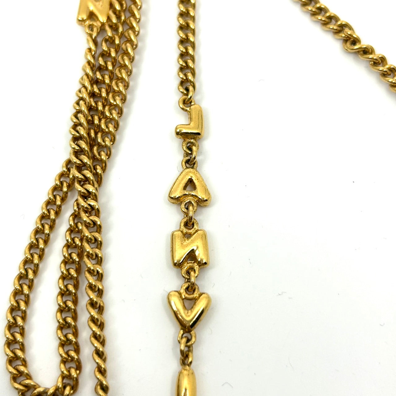 ランバン LANVIN ゴールドカラー ネックレス ロゴ文字 ロゴデザイン 金 ヴィンテージ アクセサリー レディース I5