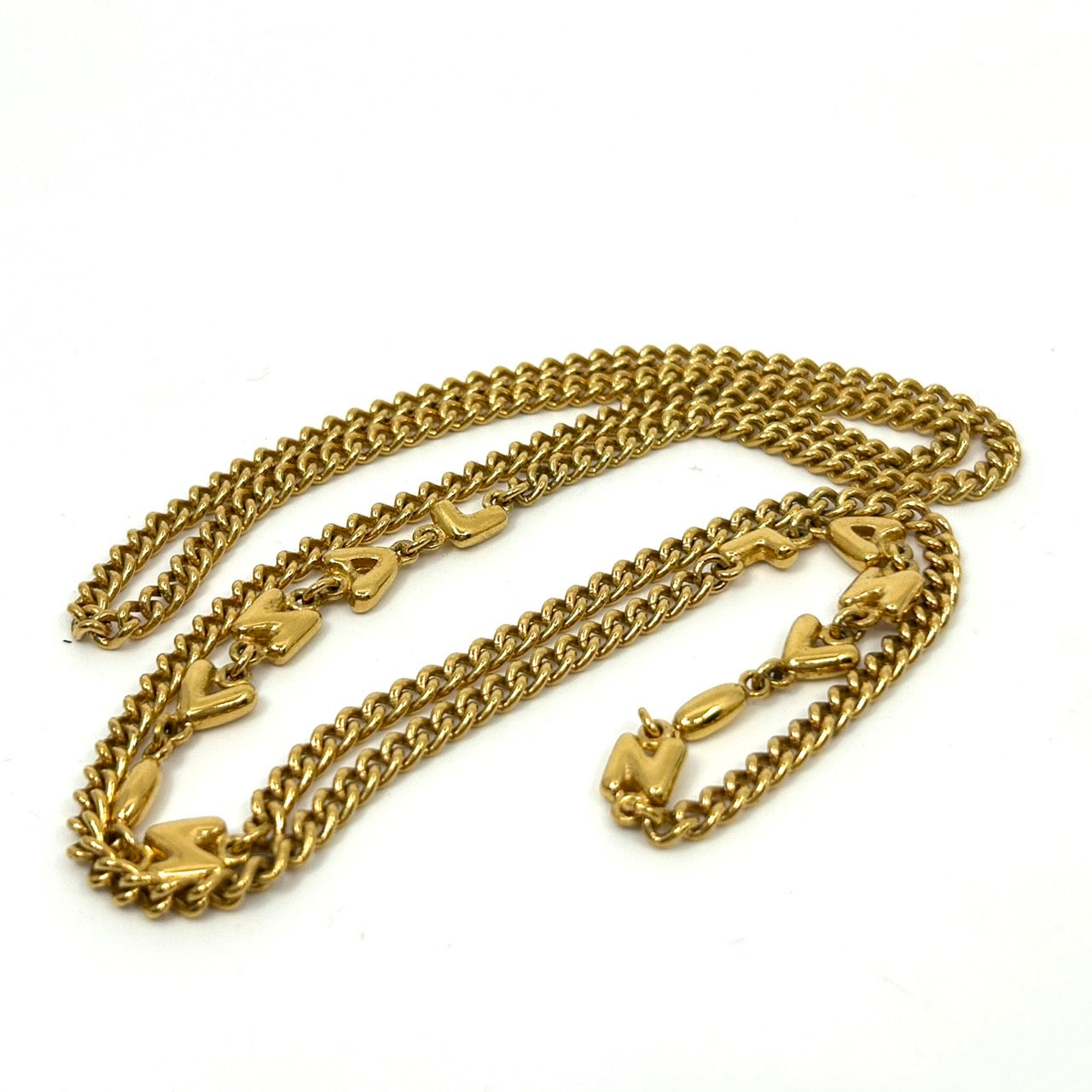 ランバン LANVIN ゴールドカラー ネックレス ロゴ文字 ロゴデザイン 金 ヴィンテージ アクセサリー レディース I5