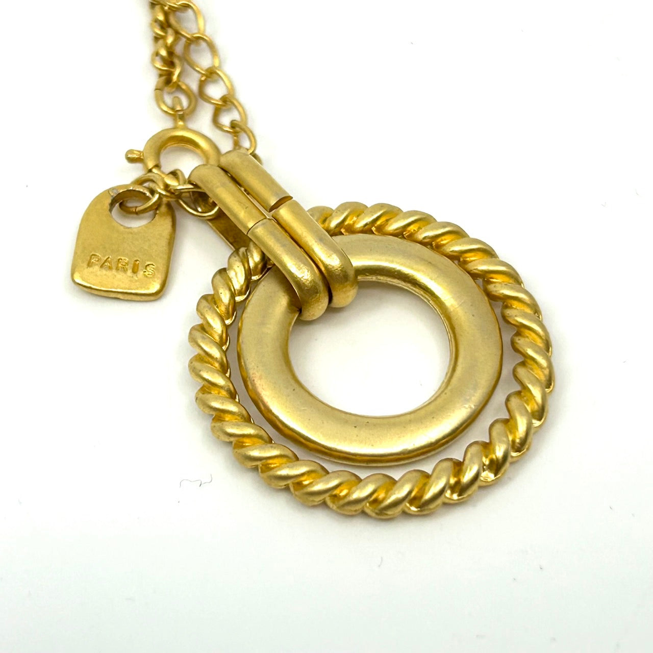 エル ELLE PARIS ゴールドカラー 金 ネックレス ペンダント ロゴチャーム付き ヴィンテージ アクセサリー レディース ジュエリー I8