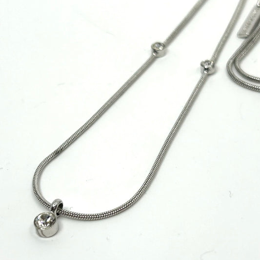 アンクライン Anne Klein シルバーカラー 銀 ネックレス クリスタル ペンダント付き 上品 ジュエリー アクセサリー レディース I8