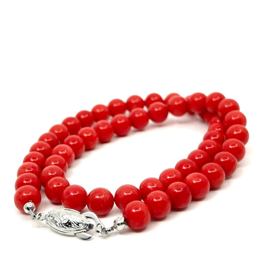 赤珊瑚 サンゴ ネックレス 丸玉 約8mm 玉 シルバー金具 本珊瑚 サンゴジュエリー レディース アクセサリー I9