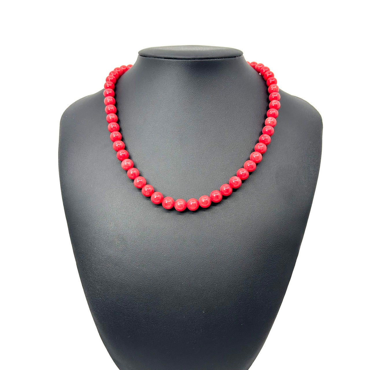 赤珊瑚 サンゴ ネックレス 丸玉 約8mm 玉 シルバー金具 本珊瑚 サンゴジュエリー レディース アクセサリー I9