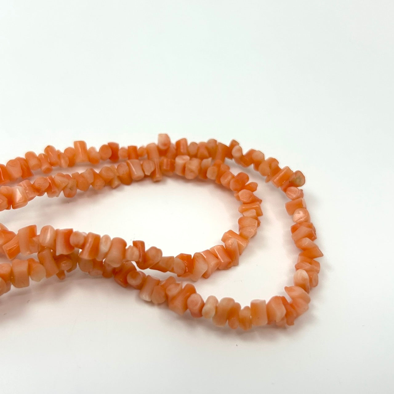 上品なオレンジ珊瑚 サンゴ ネックレス 天然素材 2連 ロングネックレス 留め具シルバー レディース アクセサリー I9